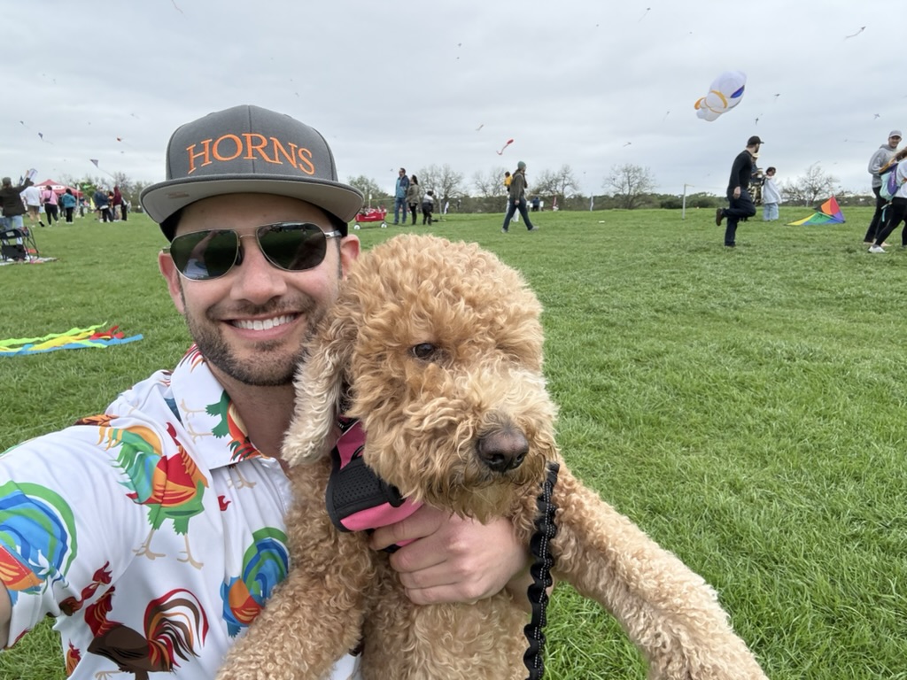 Ben Kogut with his Goldendoodle Mazzy